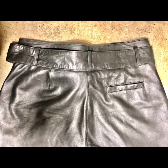 NWT Black Leather Belted Tapered Leg Trouser - Picture 4 of 7